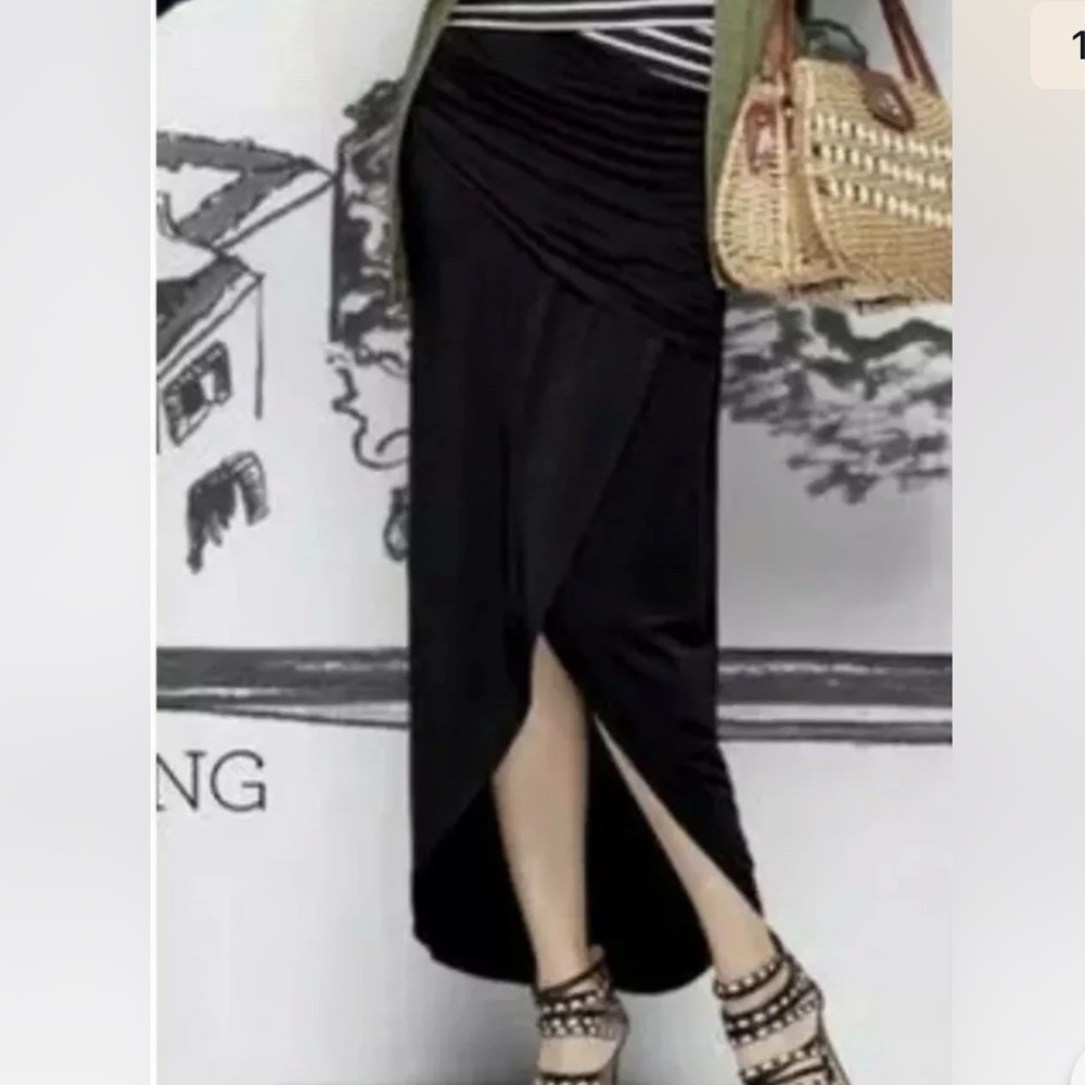 Cabi The Runaround Maxi Skirt Size S Black Draped